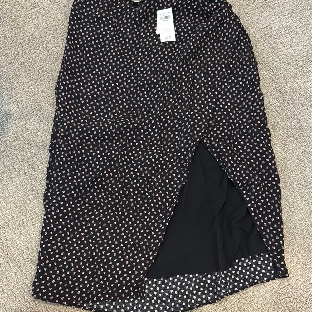 Abercrombie & Fitch Black and White Patterned Midi Skirt